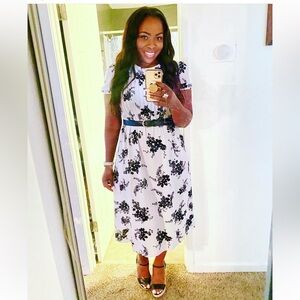 MICHAEL Michael Kors Womens Floral Print Pintuck Midi Dress Purple L.